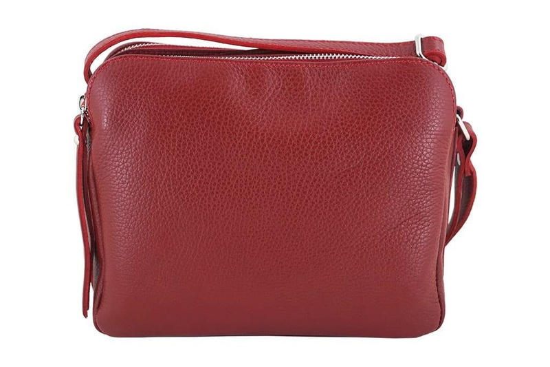 Torebka skórzana damska włoska - Bordowa