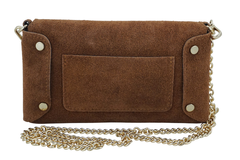 Zamszowa kopertówka na łańcuszku Barberinis - Brązowa