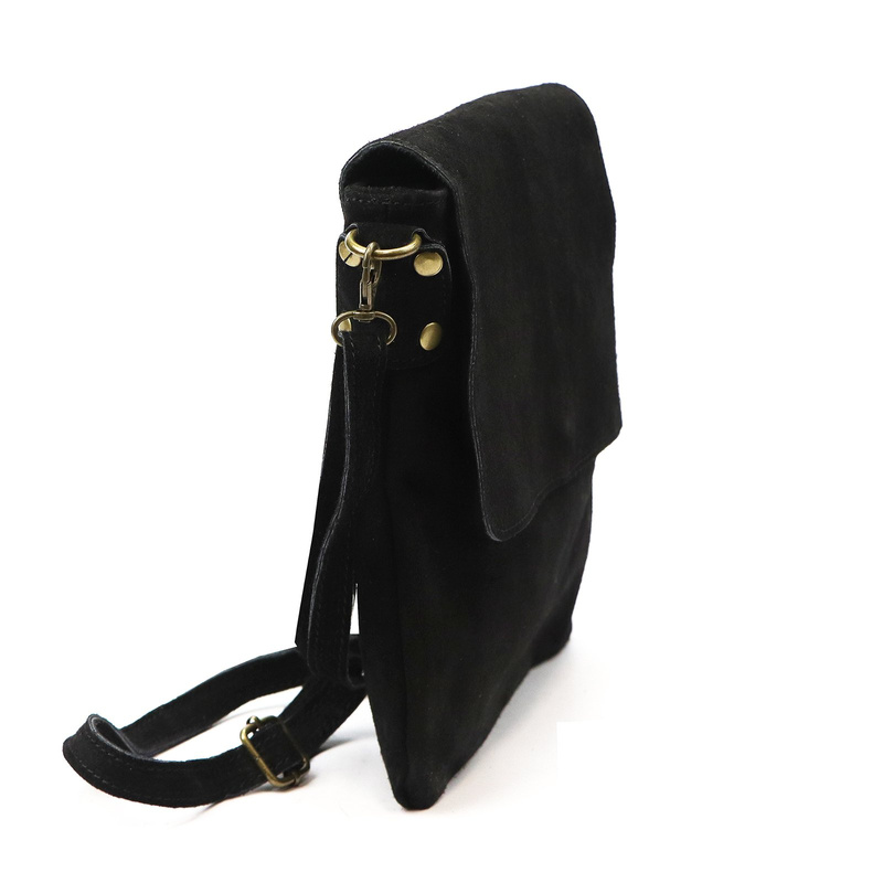 Vera Pelle damska listonoszka skóra naturalna zamsz torebka z kieszeniami