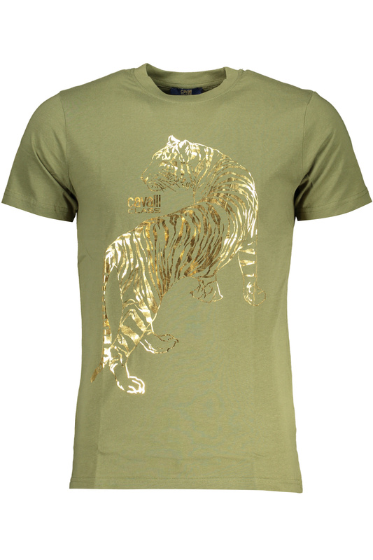 ZIELONY T-SHIRT MĘSKI Z KRÓTKIM RĘKAWEM KLASY CAVALLI