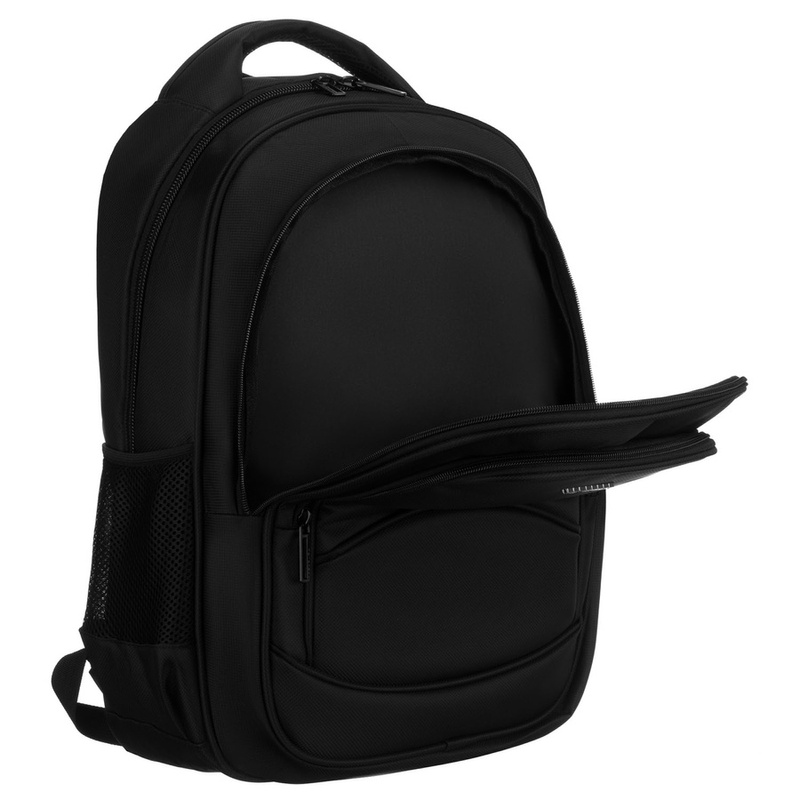Plecak szkolny z poliestru w czarnym kolorze z portem USB  - Peterson