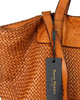 Torba damska pleciona shopper & shoulder leather bag - MARCO MAZZINI brąz karmel