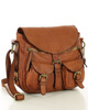 MARCO MAZZINI Skórzana torebka listonoszka z kieszeniami safari handmade bag camel