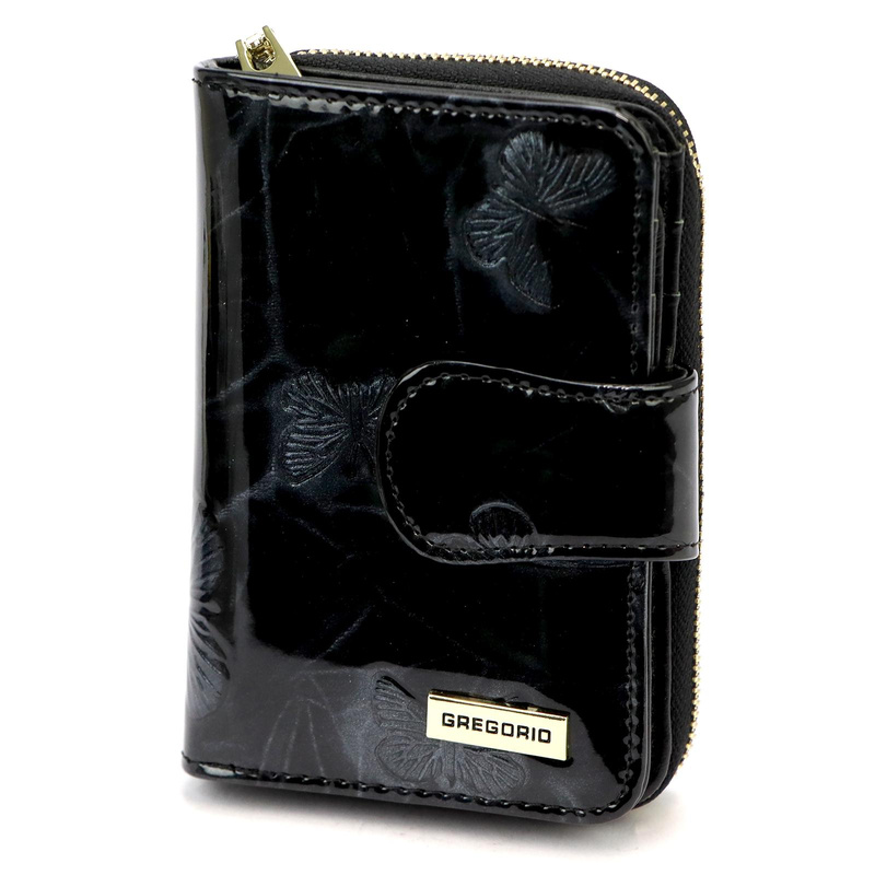 Gregorio portfel damski skóra naturalna lakierowana pionowa portmonetka