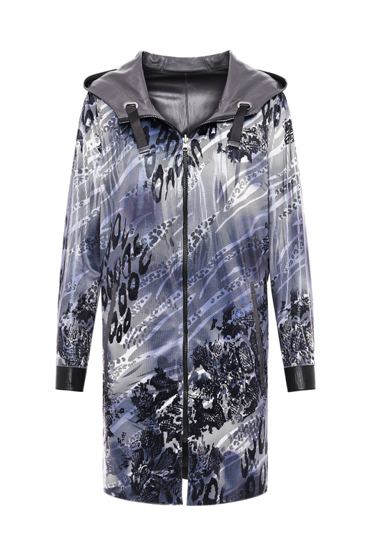 Bukowski Dwustronna damska kurtka skóra naturalna długa z kapturem