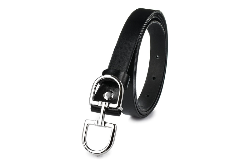 Beltimore skórzany damski pasek do spodni 1,8 cm czarny U62 : Kolory - czarny, Rozmiar pasków - r.105-120 cm