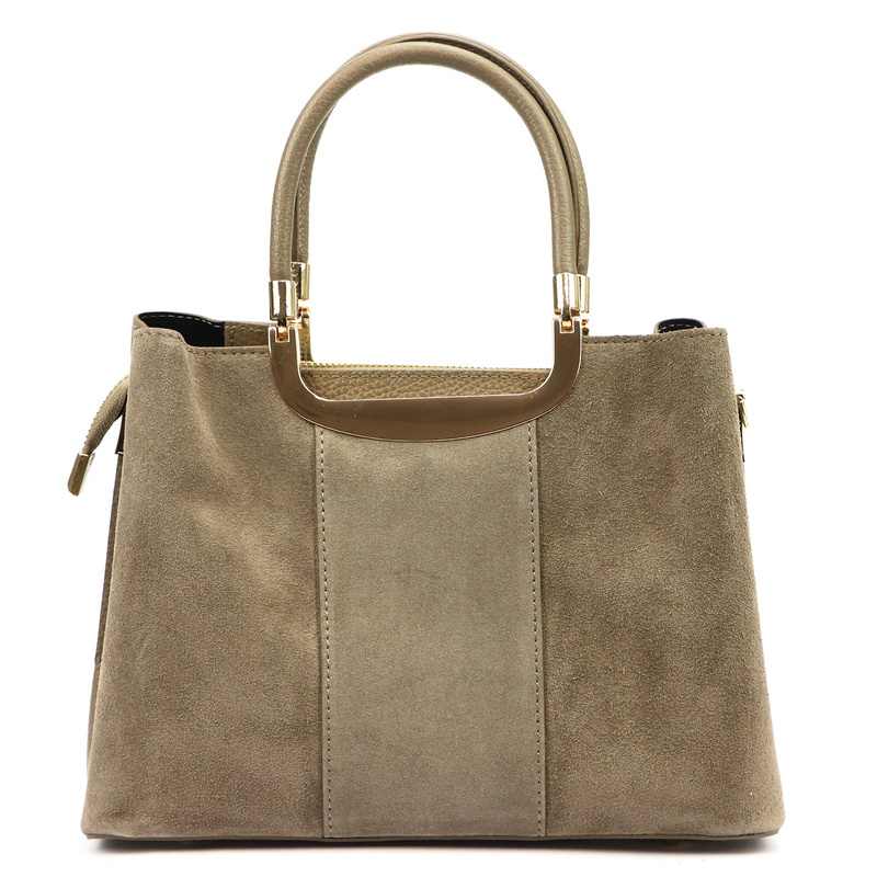 Vera Pelle damski skórzany kuferek torebka do ręki z paskiem i organizerem