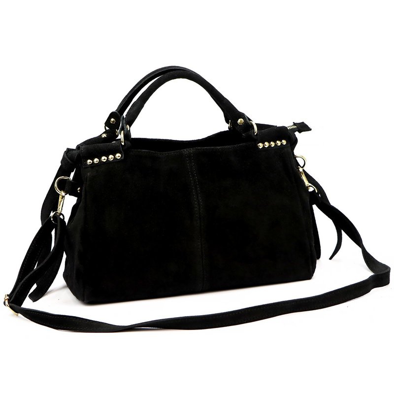 Vera Pelle skórzana zamsz damska listonoszka na ramię kuferek z organizerem