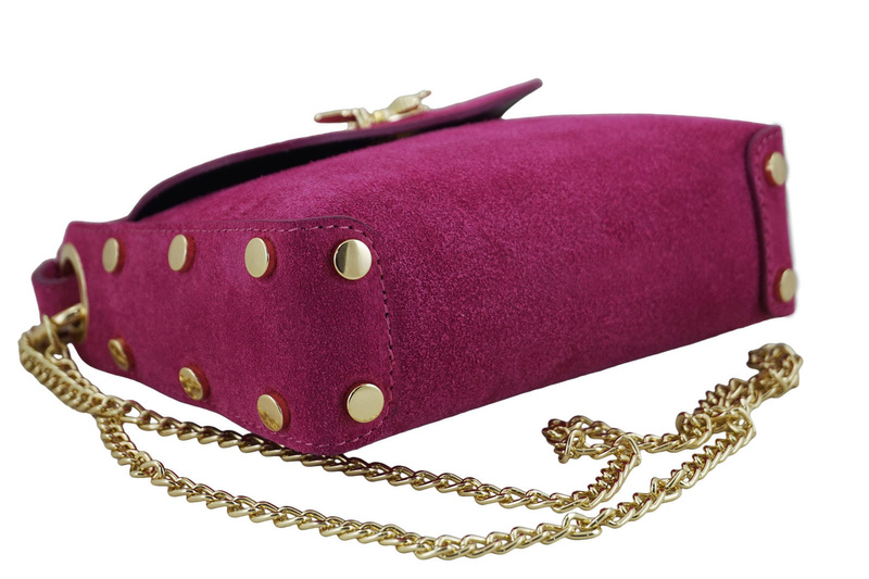 Zamszowa torebka wizytowa - Fuksja