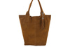 Shopper bag - torebka damska zamszowa - Beżowa ciemna 