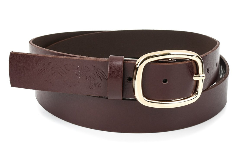 Beltimore skórzany damski pasek do spodni 3 cm burgundowy A68 : Kolory - brązowy, beżowy, Rozmiar pasków - r.80-95 cm