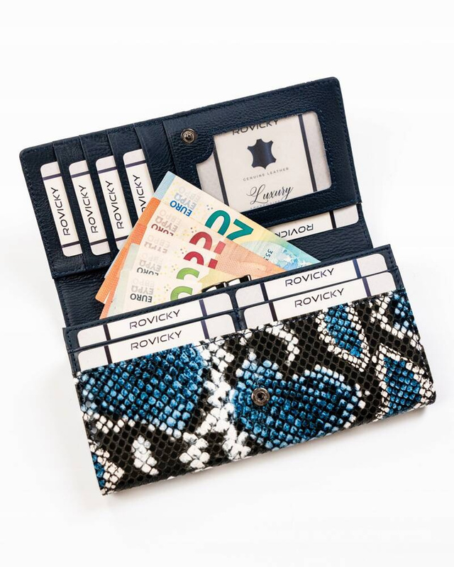 4U Cavaldi damski portfel podłużna duża klasyczna portmonetka skóra węża