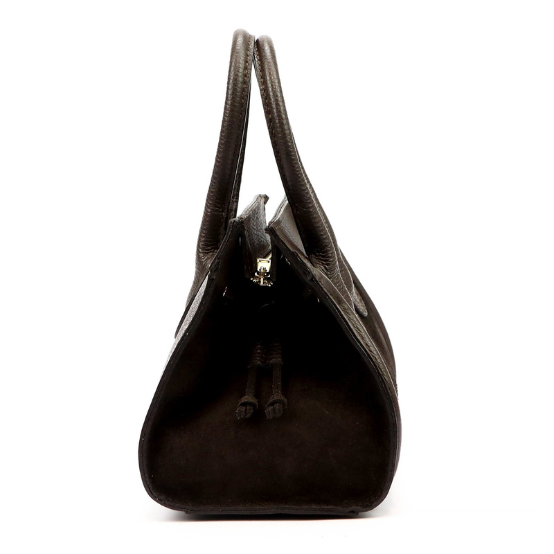 Vera Pelle damski mały kuferek skóra naturalna torebka na ramię z paskiem