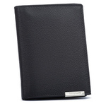 Duży, skórzany portfel męski w czarnym kolorze bez zapięcia zewnętrznego - 4U Cavaldi