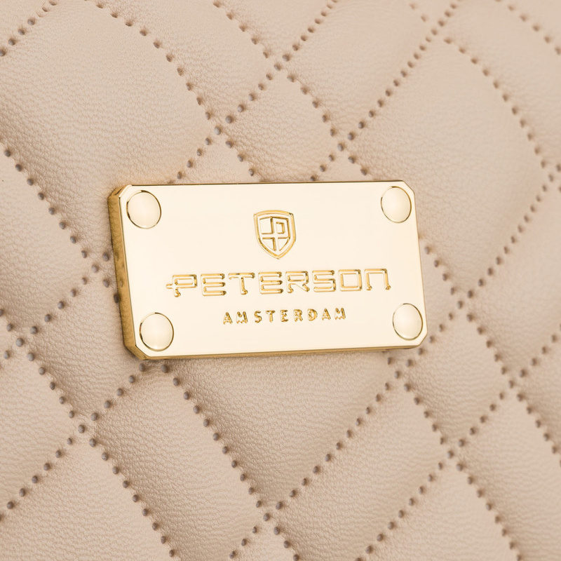 Jednokomorowa kosmetyczka z tkaniny syntetycznej w beżowym kolorze - Peterson