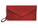 PURPUROWA Włoska Kopertówka Skórzana Zamszowa wieczorowa N12