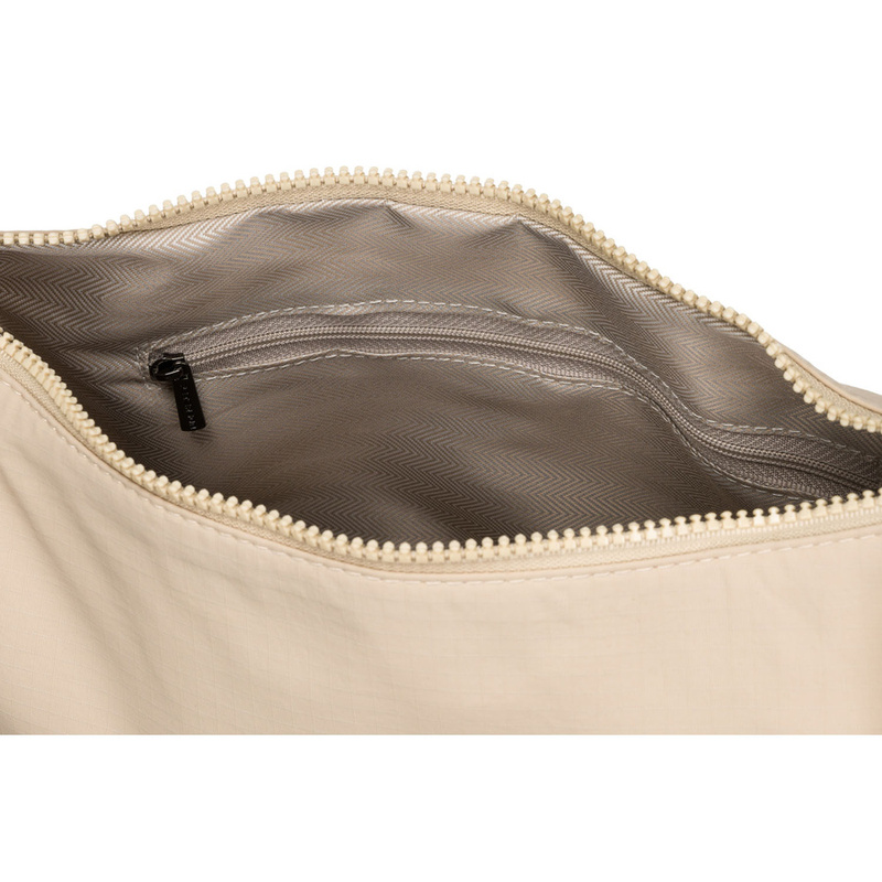 Beżowa torebka damska z poliestru zawieszona na regulowanym pasku - Peterson