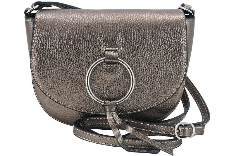 Damska skórzana listonoszka włoska - Srebrna