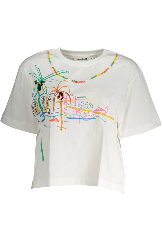 DESIGUAL DAMSKI T-SHIRT Z KR�TKIM R�KAWEM BIA�Y
