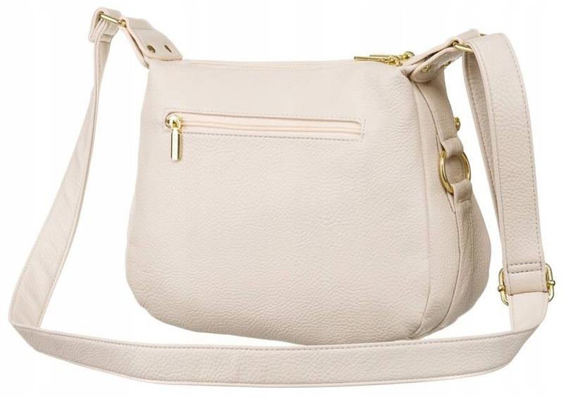 Damska listonoszka ze skóry ekologicznej w beżowym kolorze na długim pasku - Rovicky