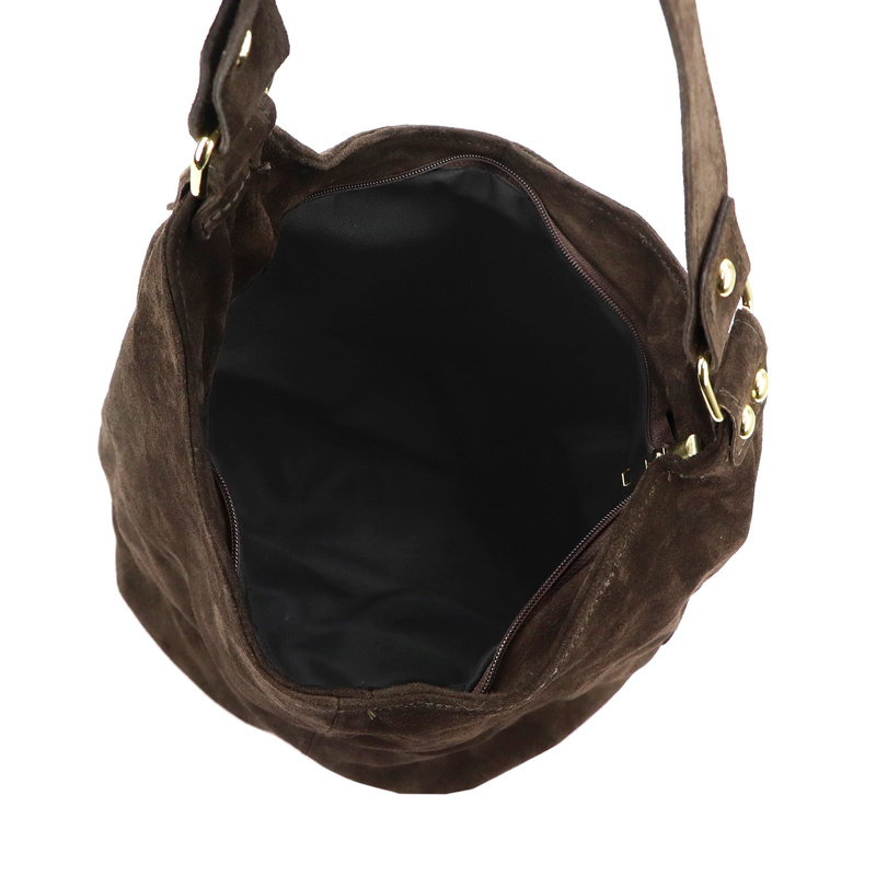 Vera Pelle damska torebka na ramię skóra naturalna zamszowa shopperbag