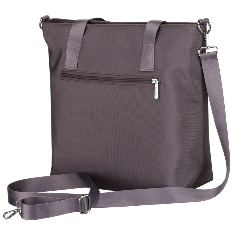 Jednokomorowa shopperka damska z poliestru w szarym kolorze wyposażona w dopinany, regulowany pasek - Peterson