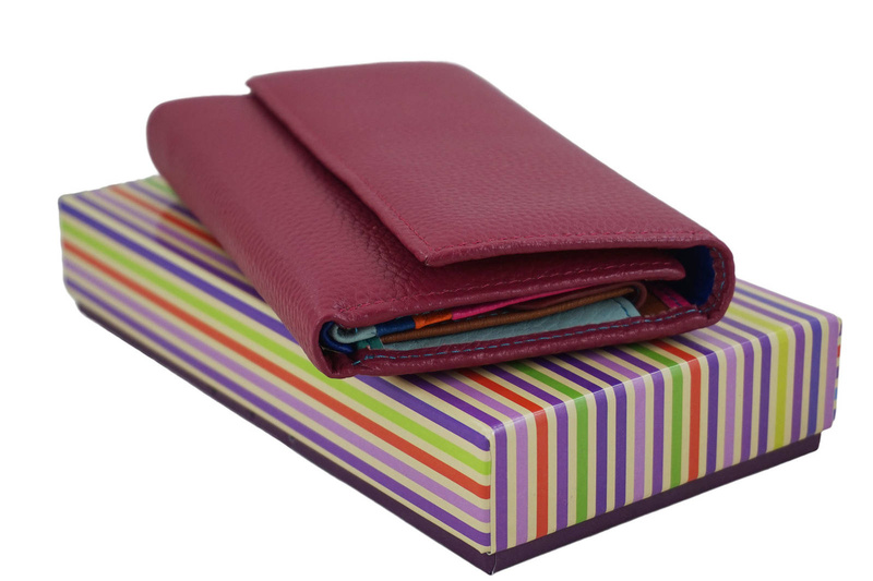 Portfel skórzany damski włoski - Fuksja