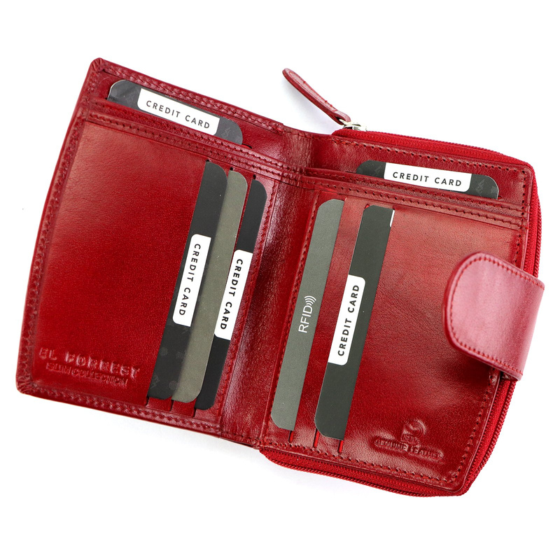 EL FORREST portmonetka skóra naturalna damski portfel pionowy RFID