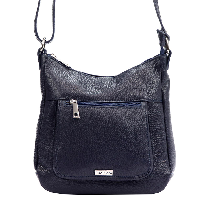 Pojemna skórzana damska listonoszka przez ramię z kieszeniami MiaMore