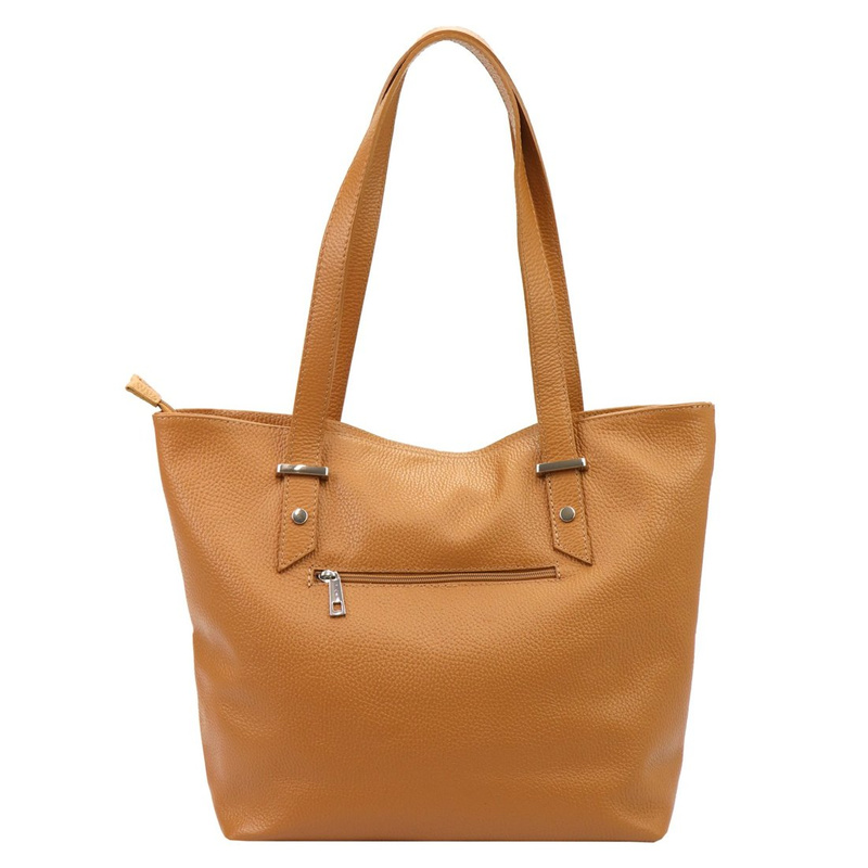Duża damska shopperbag skórzana z kieszeniami torebka na ramię MiaMore