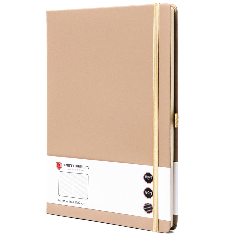 Notes w twardej oprawie w kolorze khaki zadrukowany w linie - Peterson