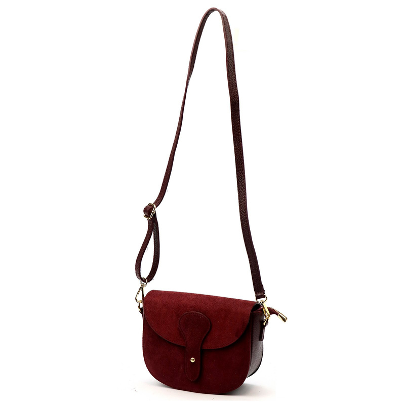 Vera Pelle damska listonoszka skóra zamszowa torebka na ramię z kieszenią