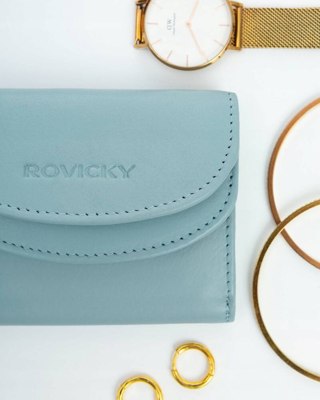 Rovicky mała portmonetka skóra naturalna zgrabny portfel damski mały