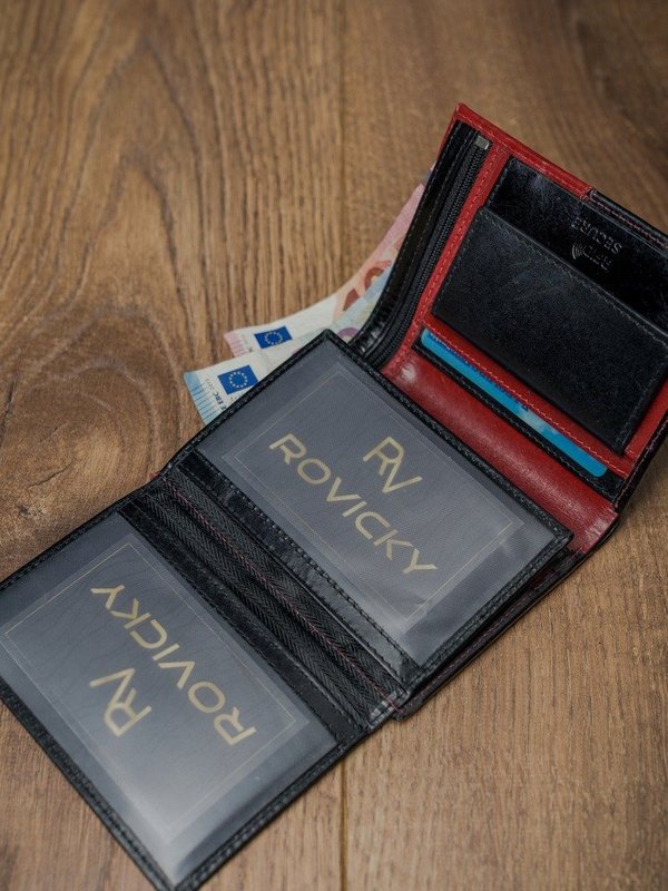 Skórzany Pionowy męski portfel z RFID od Rovicky