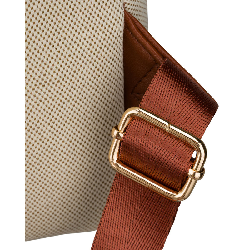 Płócienny plecak damski w beżowo-brązowym kolorze z kieszenią zewnętrzną - Rovicky