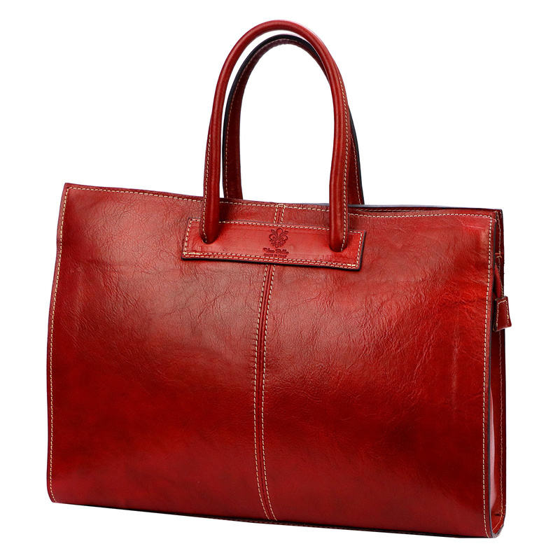 Florence Duża Damska skórzana torebka na dokumenty do pracy z paskiem