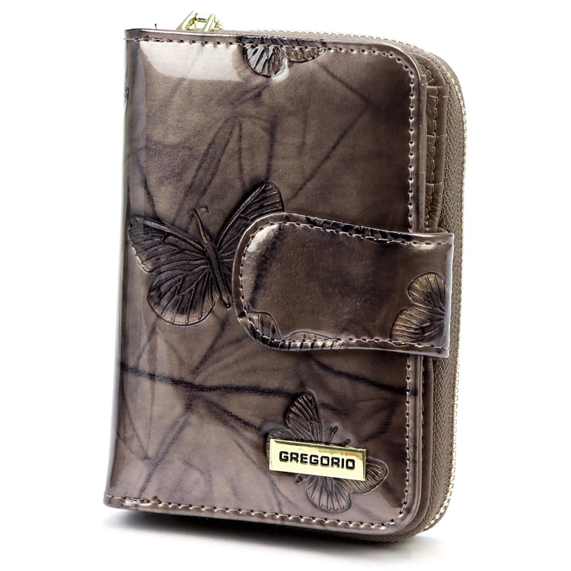 Gregorio portfel damski skóra naturalna lakierowana pionowa portmonetka