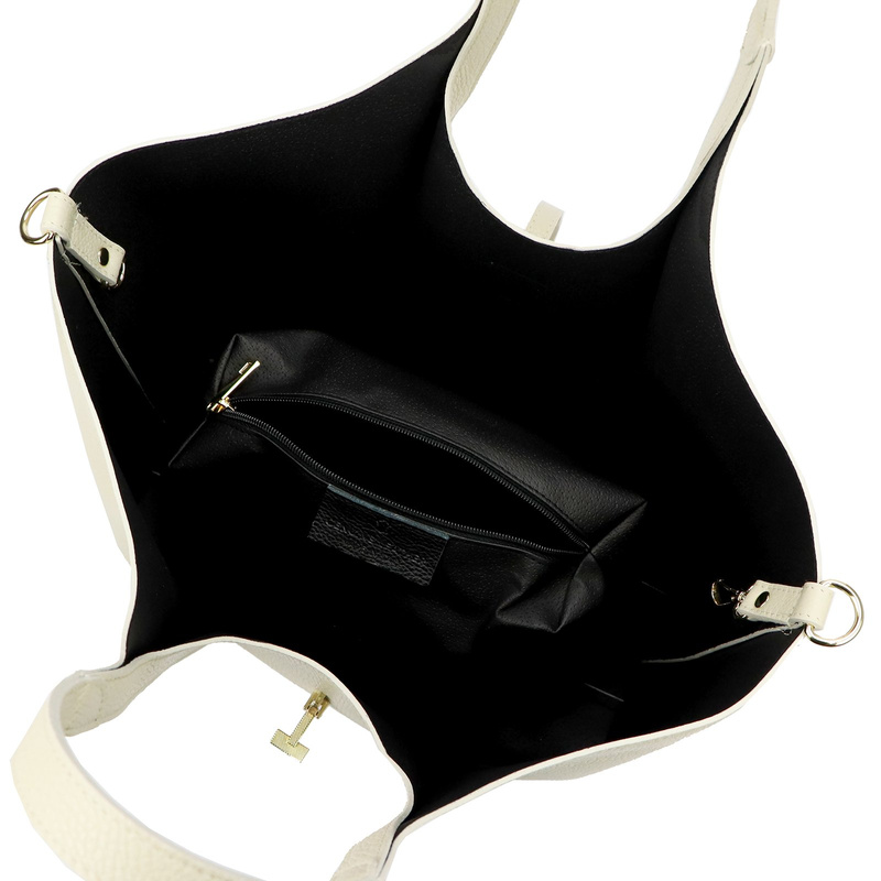 Vera Pelle damska torebka na ramię skóra naturalna shopperbag z paskiem