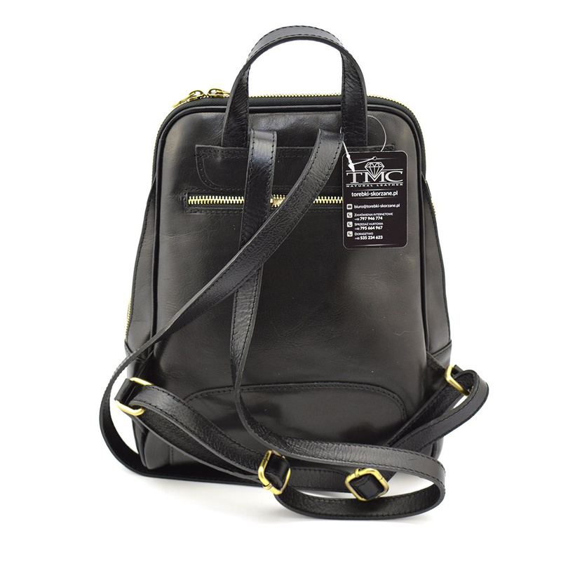 Florence Miejski Damski plecak skóra naturalna z kieszeniami na suwak