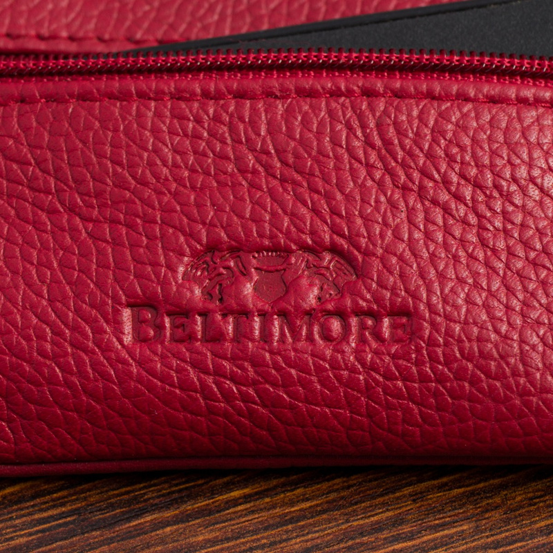 skórzane etui na klucze trzy komory kluczówka czerwone E45