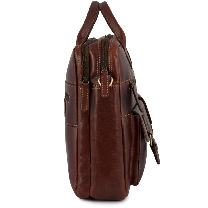 Torba męska skórzana na ramię laptopa duża ciemno-brązowa biznesowa Beltimore N02