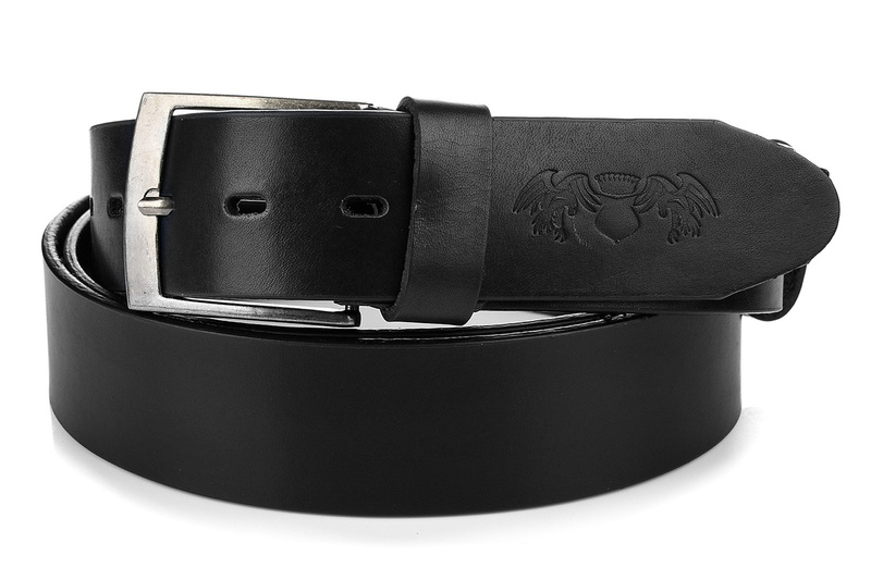 Beltimore skórzany licowy pasek męski czarny premium E14 : Kolory - czarny, Rozmiar pasków - r.105-120 cm