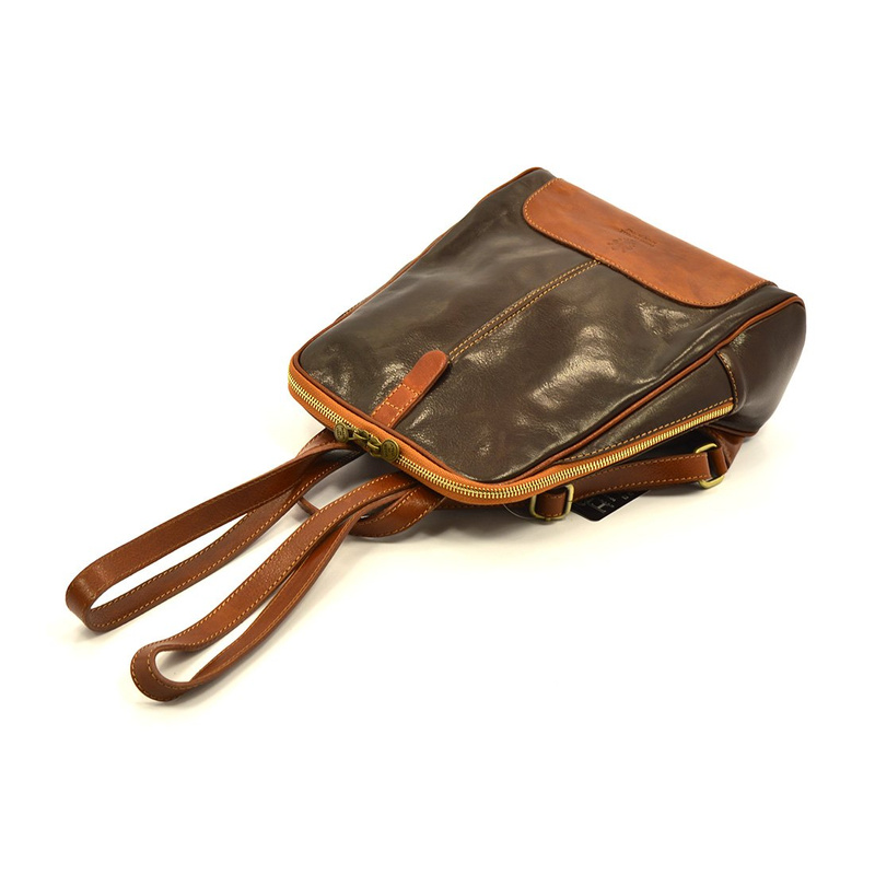 Florence Miejski Damski plecak skóra naturalna z kieszeniami na suwak