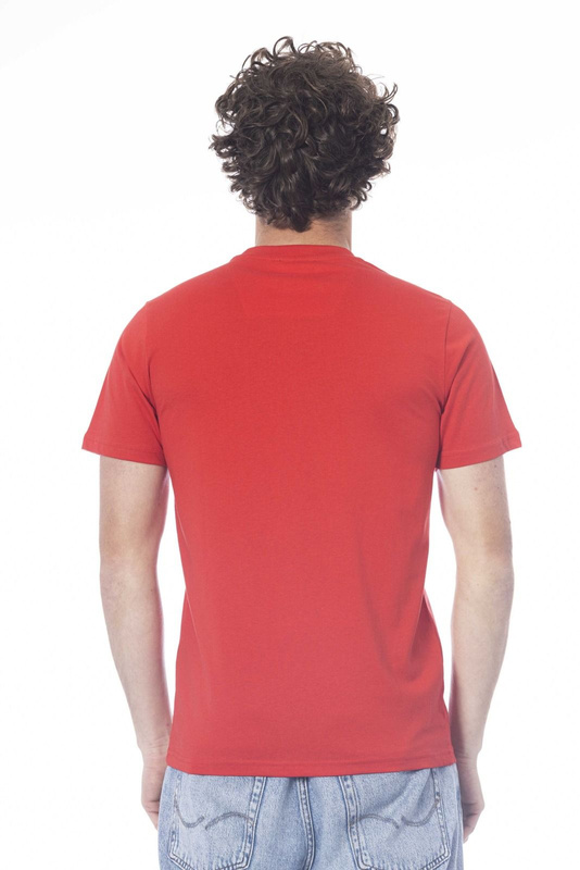 T-SHIRT M�SKI Z KR�TKIM R�KAWEM KLASY CAVALLI CZERWONY