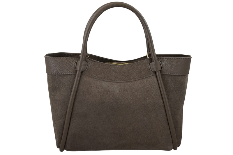 Elegancka torebka ze skóry zamszowej - Beżowa ciemna