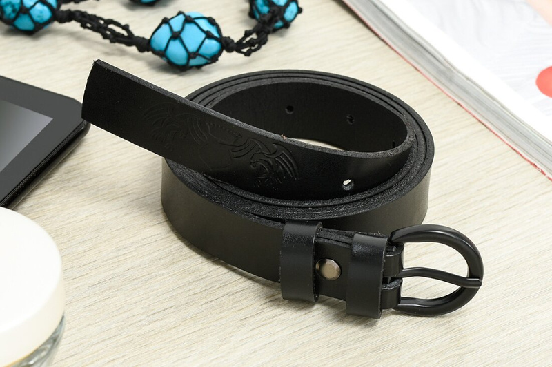 Beltimore skórzany damski pasek 2,5 cm czarny A65 : Kolory - czarny, Rozmiar pasków - r.110-125 cm