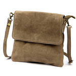 Pojemna Damska listonoszka zamszowa torebka przez ramię skórzana Luka