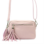 Damska listonoszka torebka Skórzana z brelokiem frędzlem i kieszeniami Luka