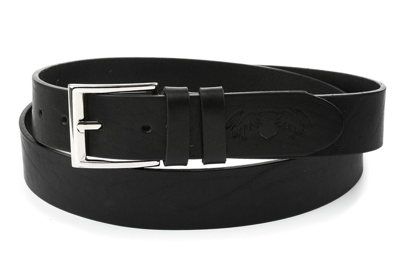 Beltimore skórzany licowy pasek męski czarny 3,5 cm E10 : Kolory - czarny, Rozmiar pasków - r.115-130 cm