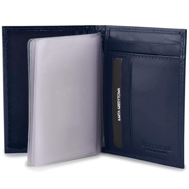 Etui na dokumenty karty granatowe skórzane slim Beltimore G95